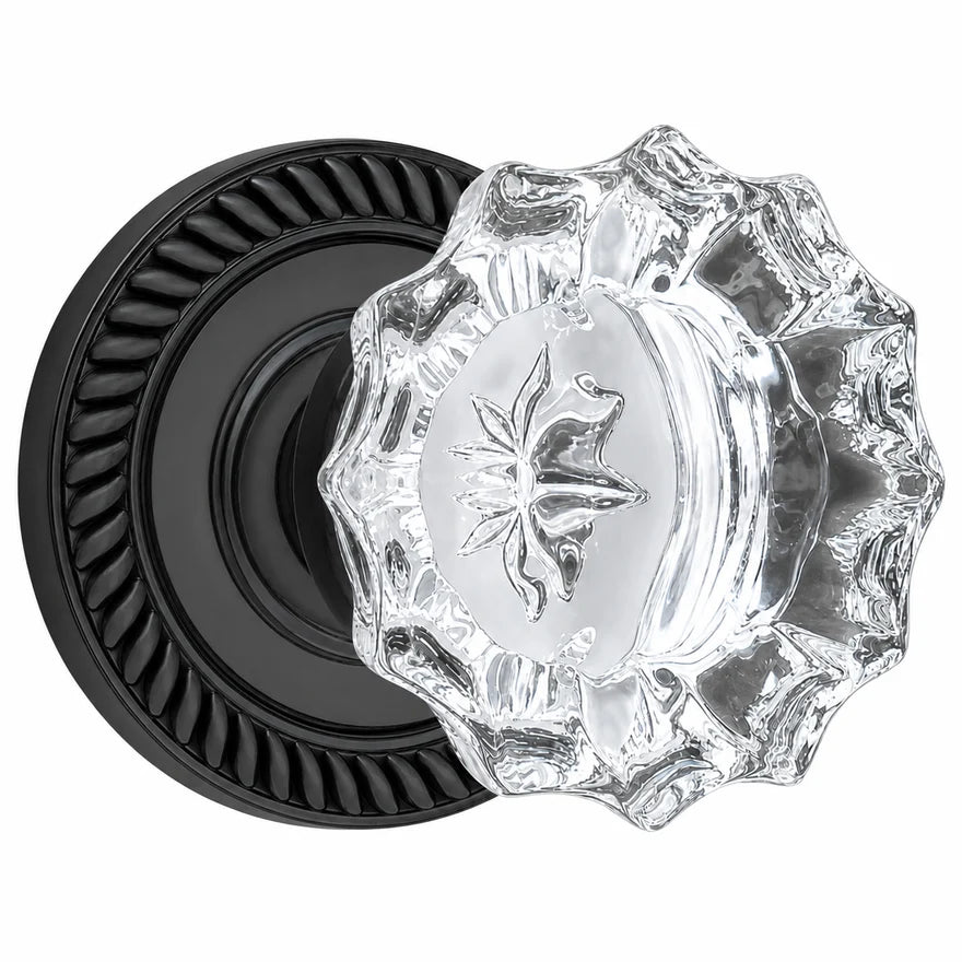 Georgian Roped Rosette Door Set with Fluted Crystal Door Knobs (Several Finishes Available)