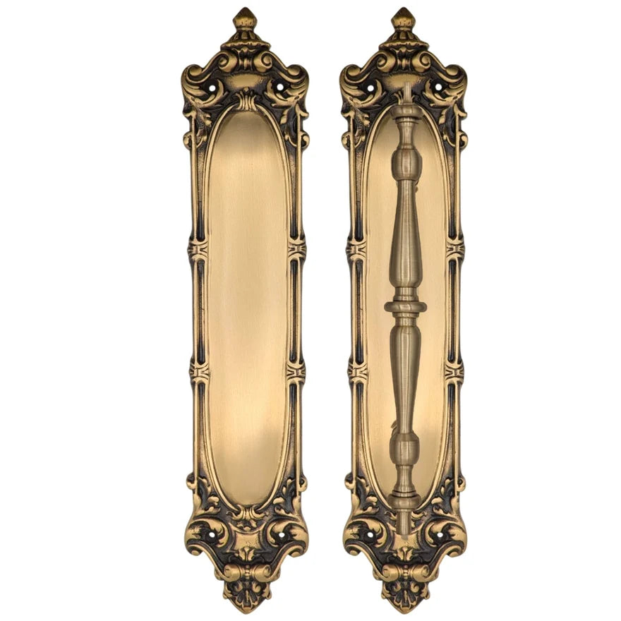 14 1/2 Inch Solid Brass Victorian Push and Pull Plate Set